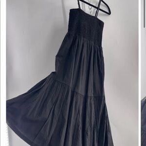 J crew black tiered Cotton maxi dress with smocked bodice (new with tags)